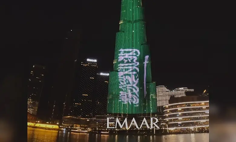 Watch: Burj Khalifa lights up in green for Saudi Arabia’s National Day