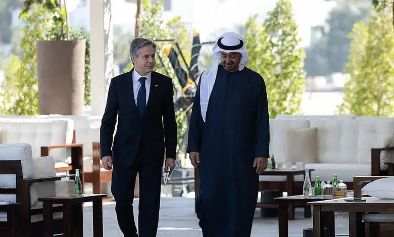 US Secretary of State Blinken Meets UAE President in Abu Dhabi, Discusses Regional Stability and Humanitarian Efforts"